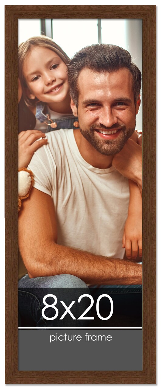 Panoramic Simple Brown Picture Frame - UV Acrylic, Foam Board Backing, Hanging Hardware